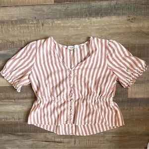 Madewell Pink and White Striped Blouse